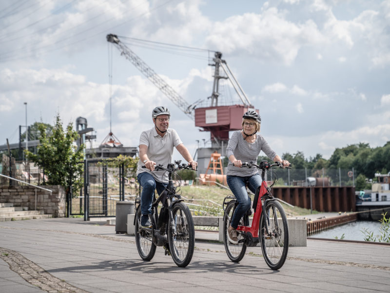 Radfahrer am Stadthafen in Recklinghausen