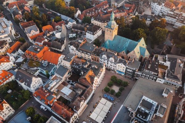 Vue aérienne de la vieille ville de Recklinghausen